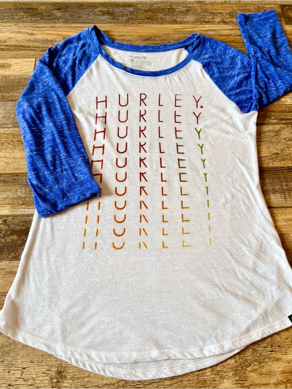 Hurley - Graphic Raglan Tee - L - White/Blue
